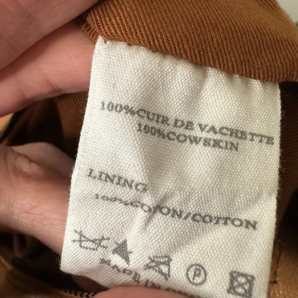 Vanessa Bruno Cowskin Leather Bag Cognac